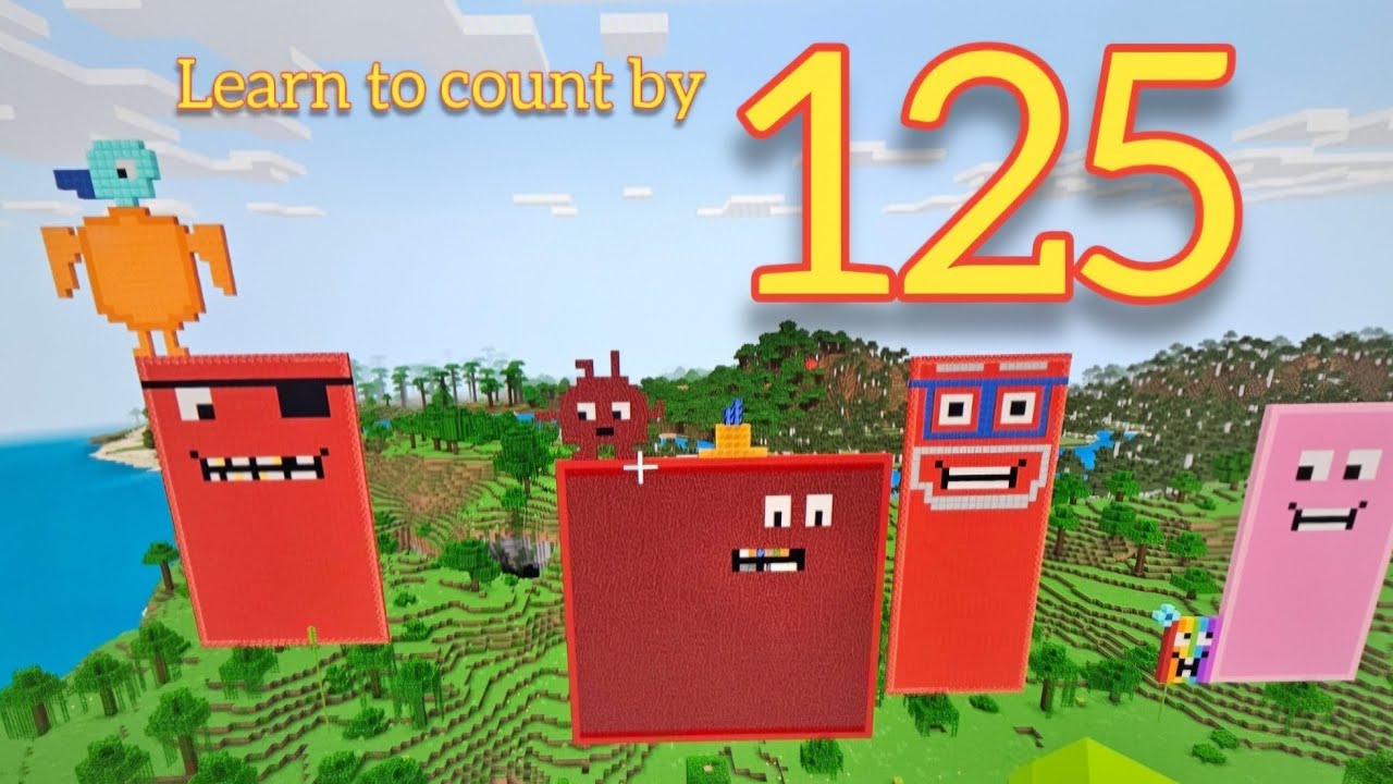 Learn to count by 125 with Noah, Minecraft Number blocks, Kids learning songs