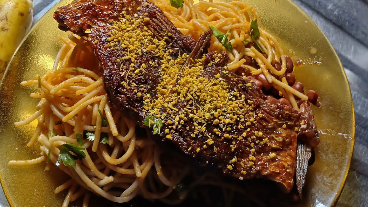 Almoço de hoje- Peixe com macarrão 