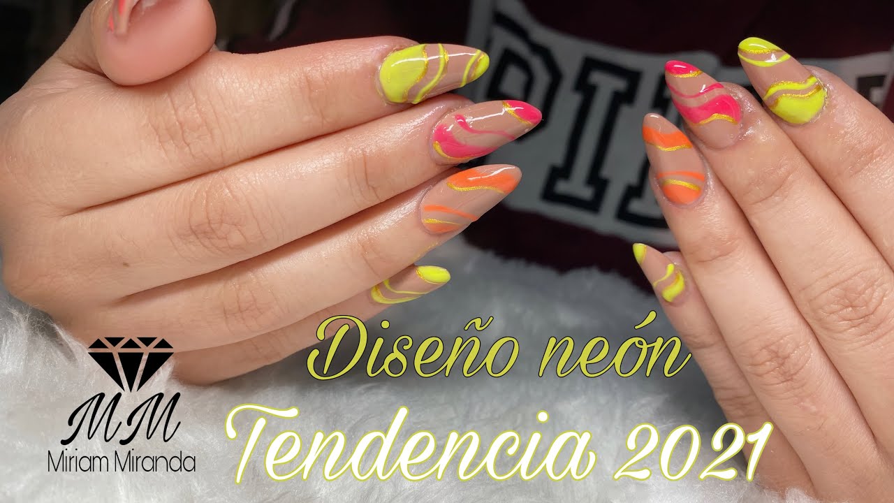 😱 Diseño en colores neón en uñas 💅🏻 | Tendencia 2021 | 🙌🏻 ❤️ Uñas almendra clásica | Classic almond✨