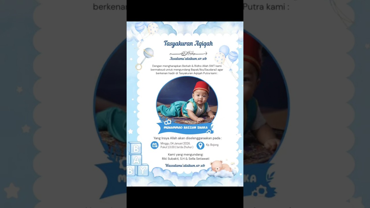 Tasyakuran Aqiqah Ananda M. Razzan Shaka, putra dr Riki & Tya 4 Januari 2026 
