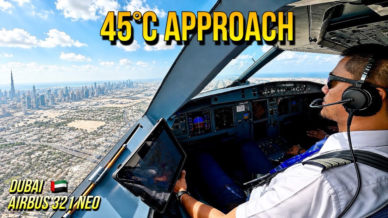 Landing in 45&deg;C Heat: A321neo Fights Dubai&rsquo;s Turbulence | Cockpit View
