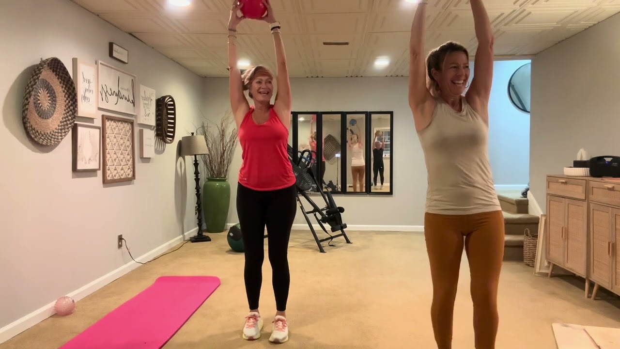55 minute Barre Workout with a small stability ball.