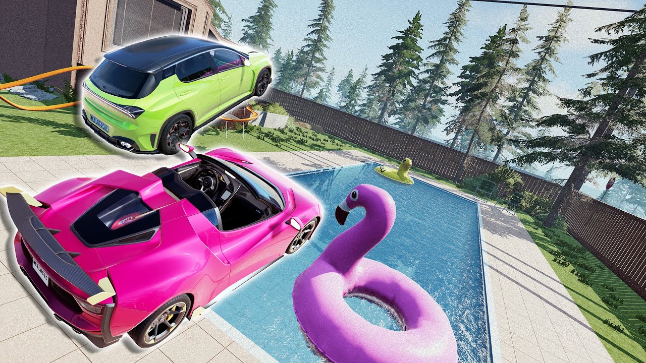 Car Hunt MINI! Hot Wheels Sized Chases, Police Pursuits & HUGE Jumps Into Pool! - BeamNG Multiplayer
