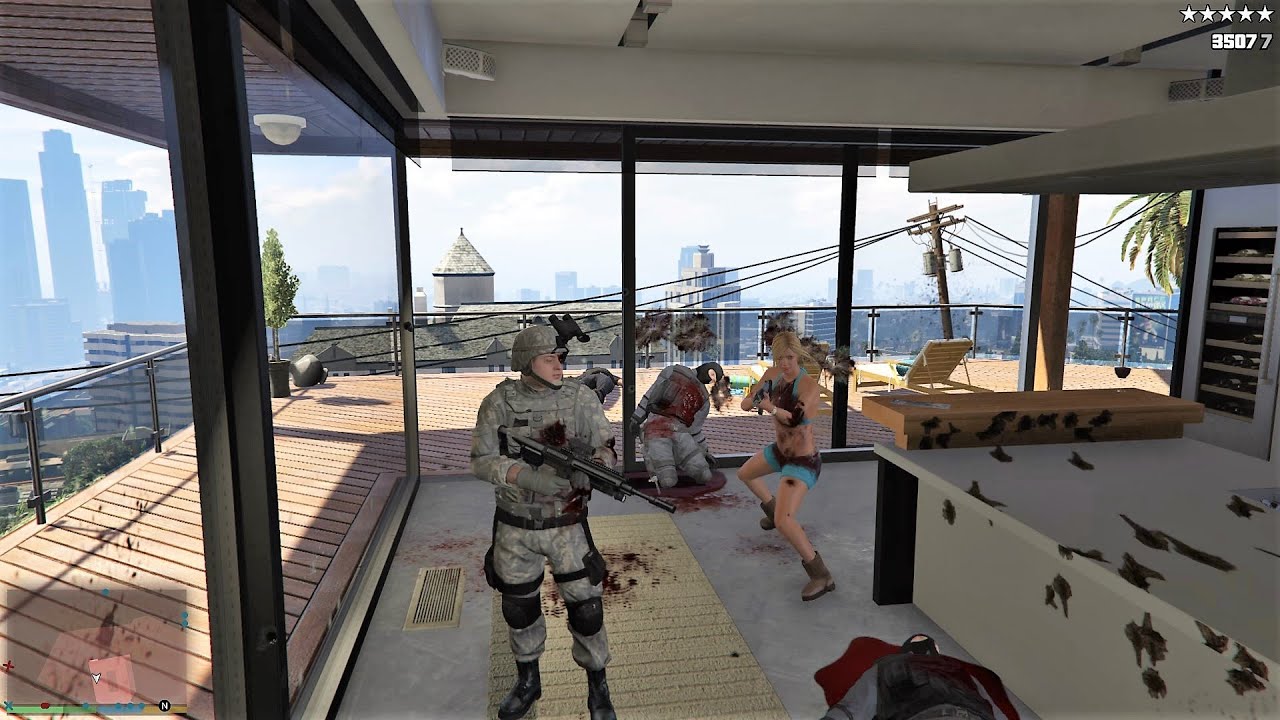 GTA 5 - JIMMY AND TRACEY’S FIVE STAR COP BATTLE AT FRANKLIN’S MANSION! (GTA V Funny Moments)