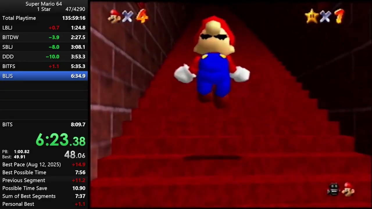 Super Mario 64 1 Star speedrun (7:59)