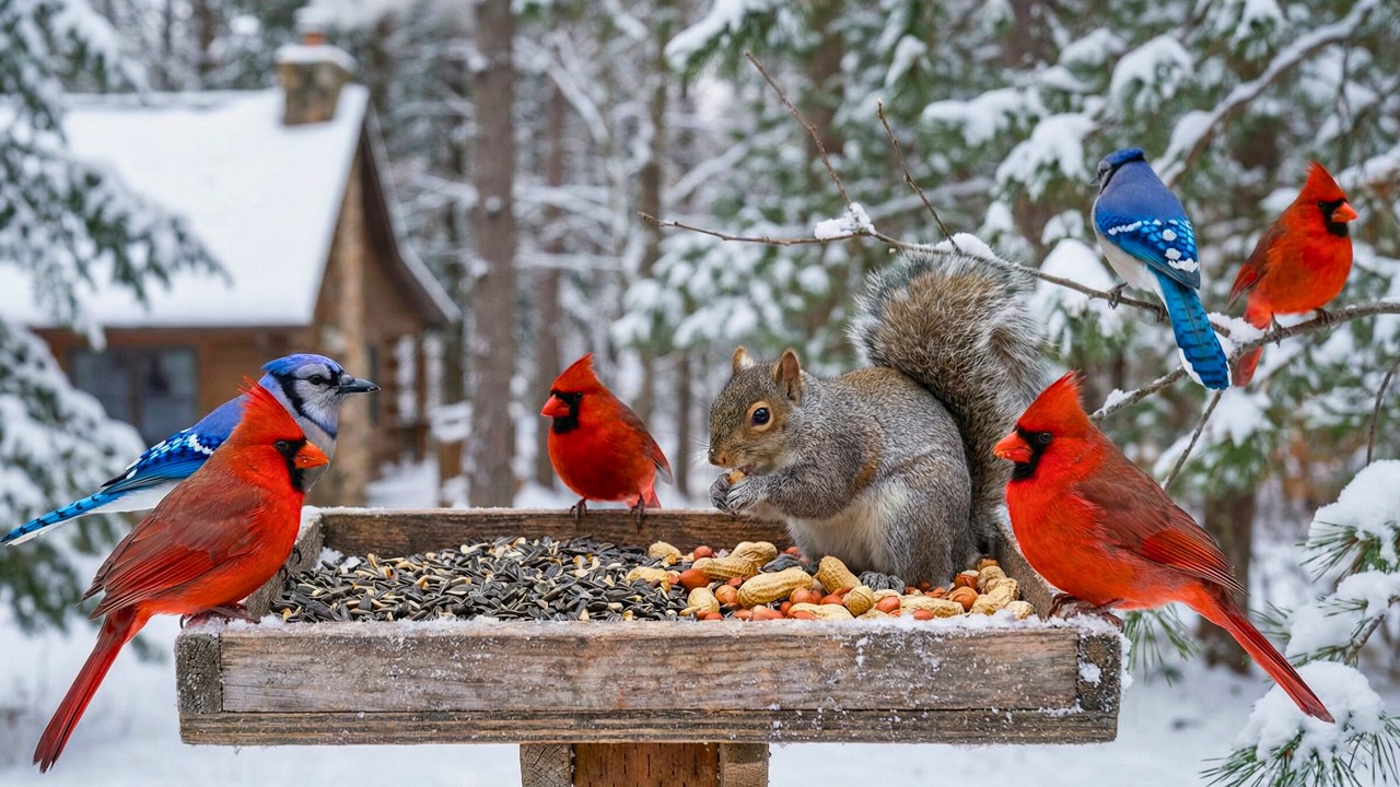 🔴 LIVE Winter Backyard Bird Cam ❄️ Snow Birds, Woodpeckers & Cozy Sleep | Cat TV