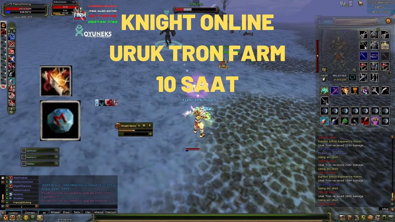 KNIGHT ONLINE | URUK TRON FARM | 10 SAAT | DETAYLI VE BÜTÜN DROPLARLA
