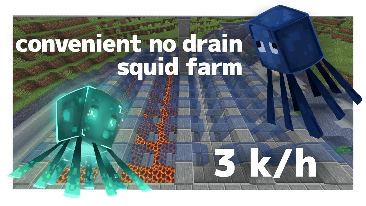 Convenient, No Drain (Glow) Squid Farm (1.4.4-1.21.7)