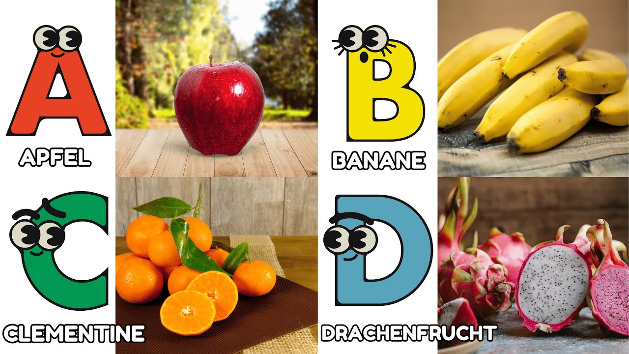 Das ABC Obstlied | Buchstaben lernen mit Obst & Spa&szlig;! | ABC-Lied f&uuml;r Kinder auf Deutsch | Vorschule
