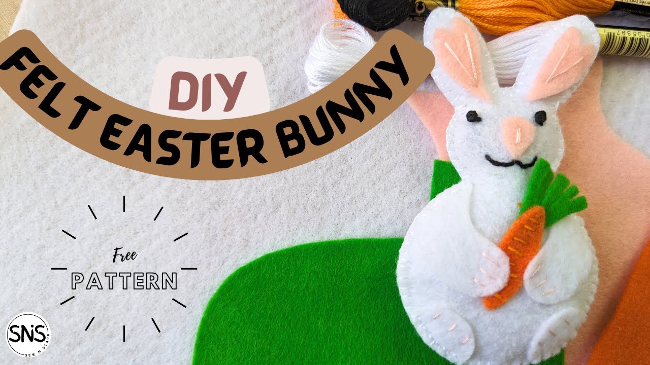 DIY felt Easter bunny sewing project - Step by step tutorial with free PDF pattern - Felt crafts