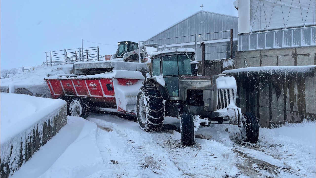 Cleaning the free stall barn. Another crazy snow storm hit!