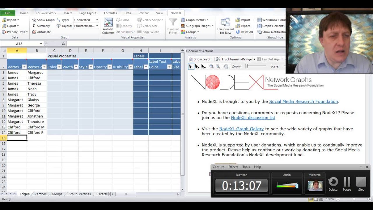 Working With NodeXL: Installing, Entering Edge Lists, and Visualizing Tie Strength