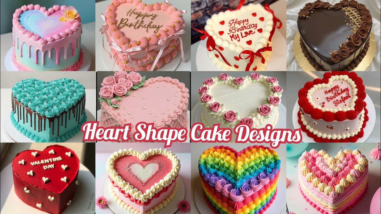 100+ Heart Shaped Cake Decorating ldeas/Couple Cake Designs/ Heart Shape Cake Design for beginners 