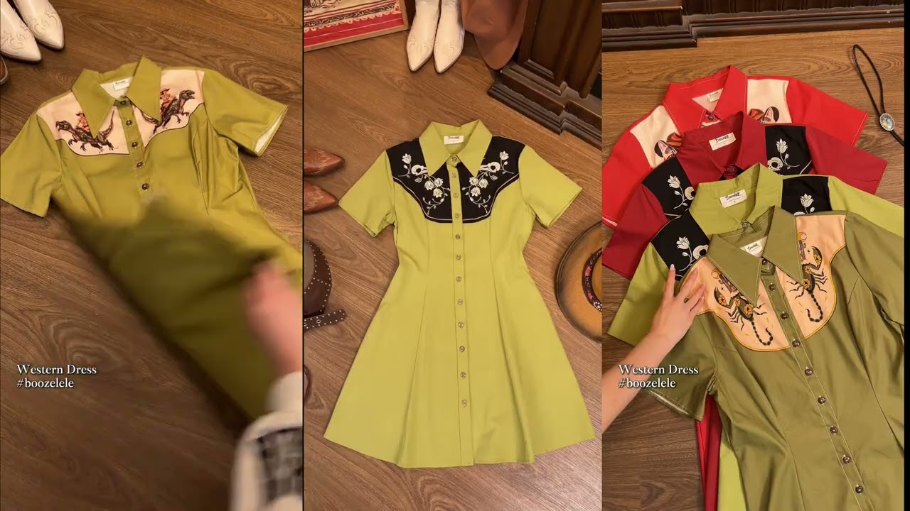 【Embroidery】Skeleton Crow Head And Flower -100% Cotton Double Pocket Dress