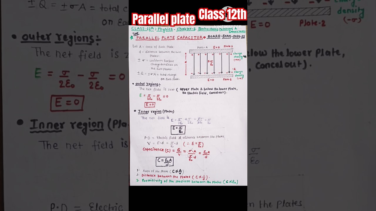 Parallel plate capacitor|Class 12 Physics|Easy Class 12 Derivation|#iitjee #shorts
