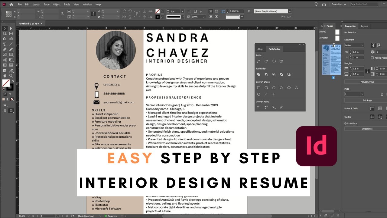 How to create an interior design resume in InDesign | Step by Step | Easy!