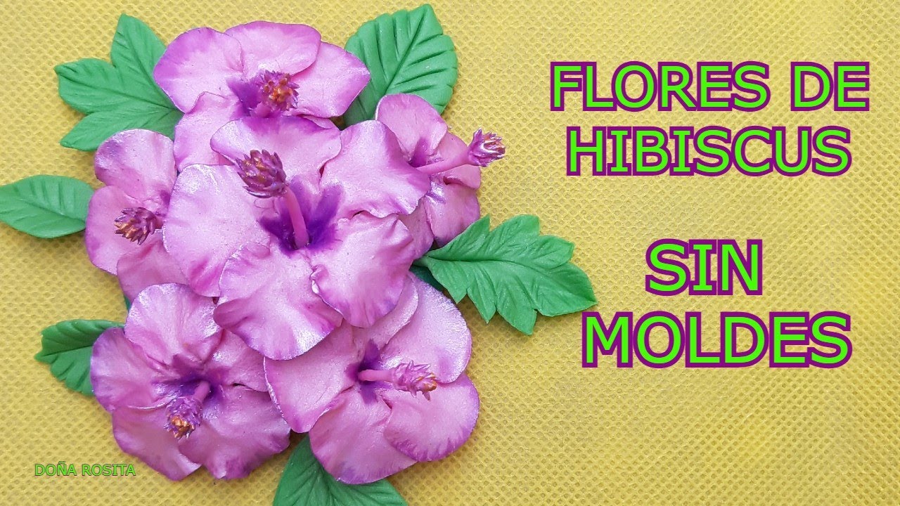 Como hacer flores en porcelana fria SIN MOLDES / Flores de Hibiscus 🌺🌺 super faciles de hacer