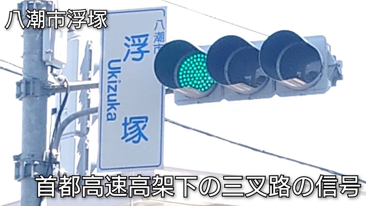 【八潮市浮塚】首都高速高架下の三叉路の信号 @浮塚