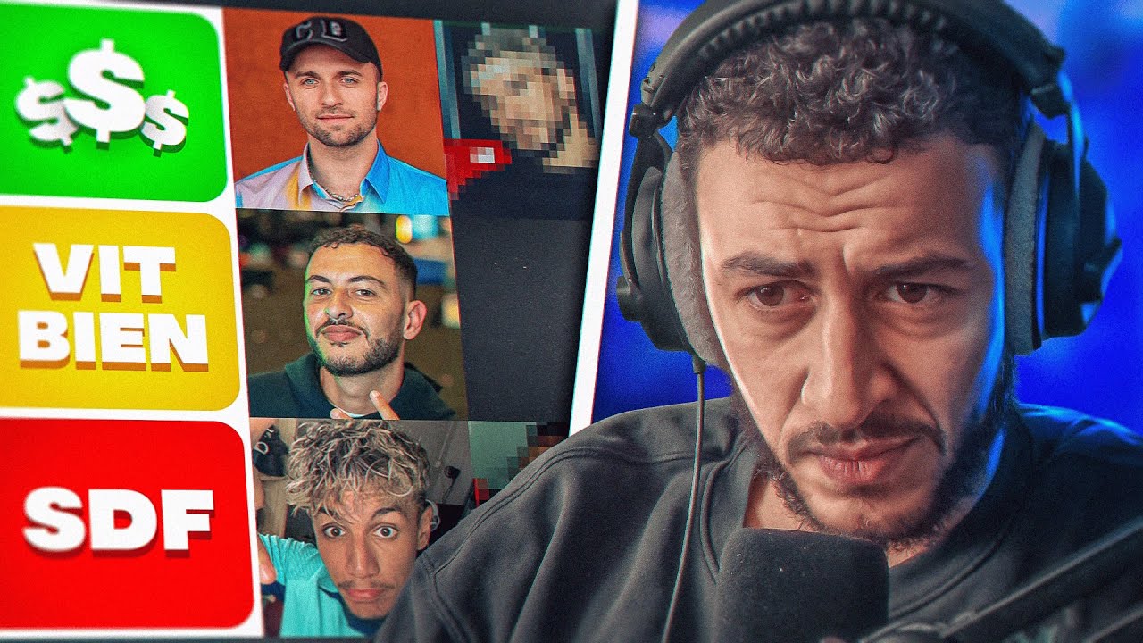 TIERLIST DES YOUTUBERS LES PLUS RICHES ET PAUVRES