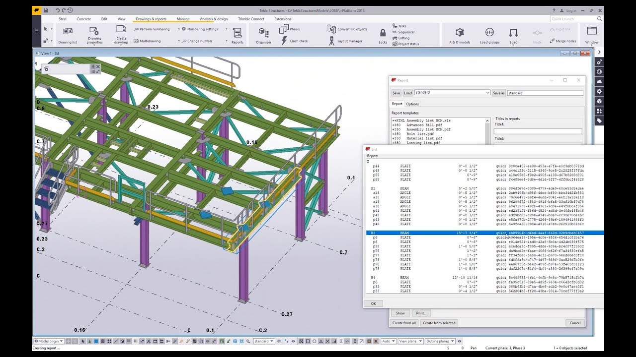 Types of Reports in Tekla Structures