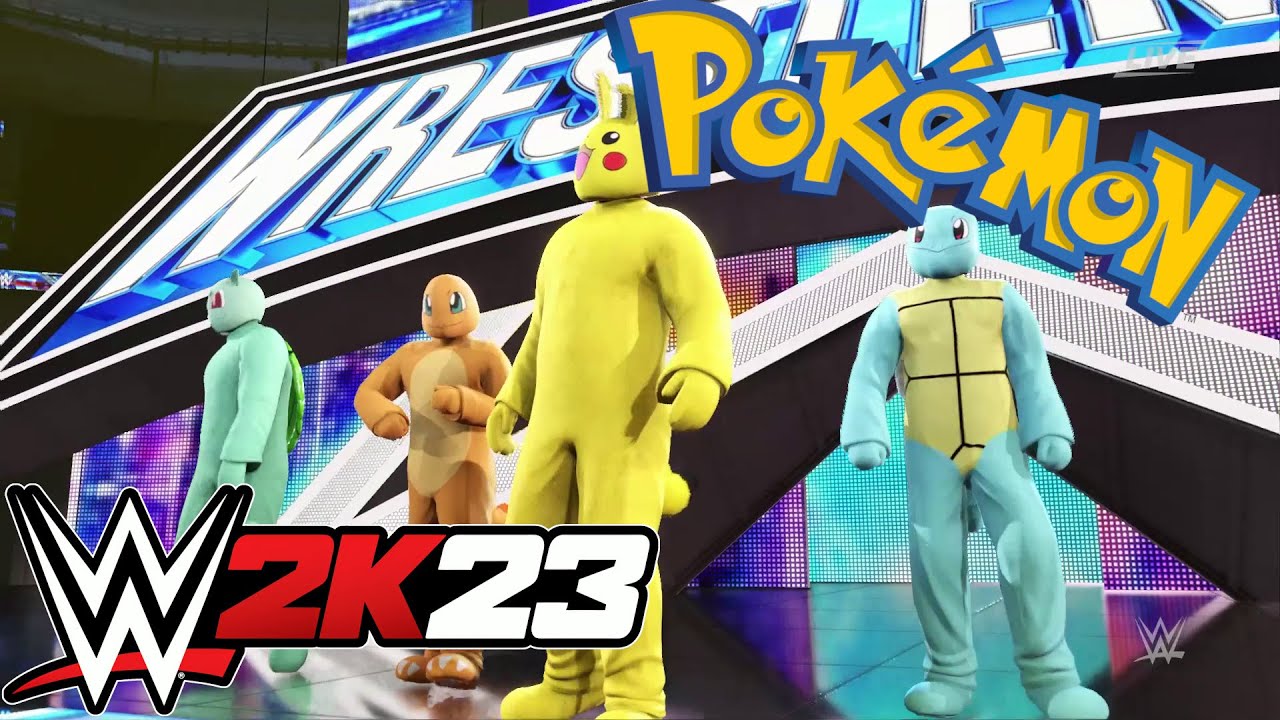 Pokémon  (PIKACHU, CHARMANDER, BULBASAUR; SQUIRTLE) ENTRANCE W/ THEME WWE 2K23