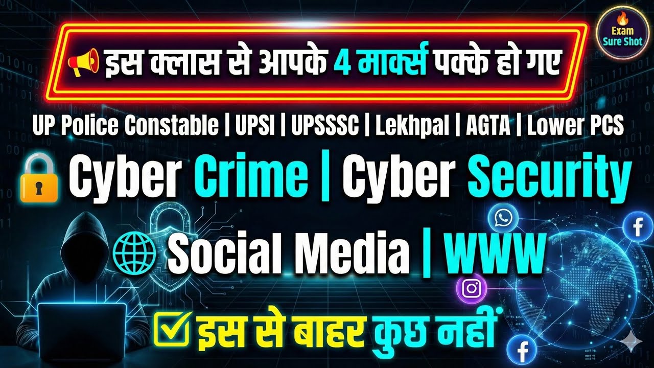 📘 Cyber Crime | Cyber Security | Social Media | WWW – One Shot Class UP Police Constable, Lekhpal