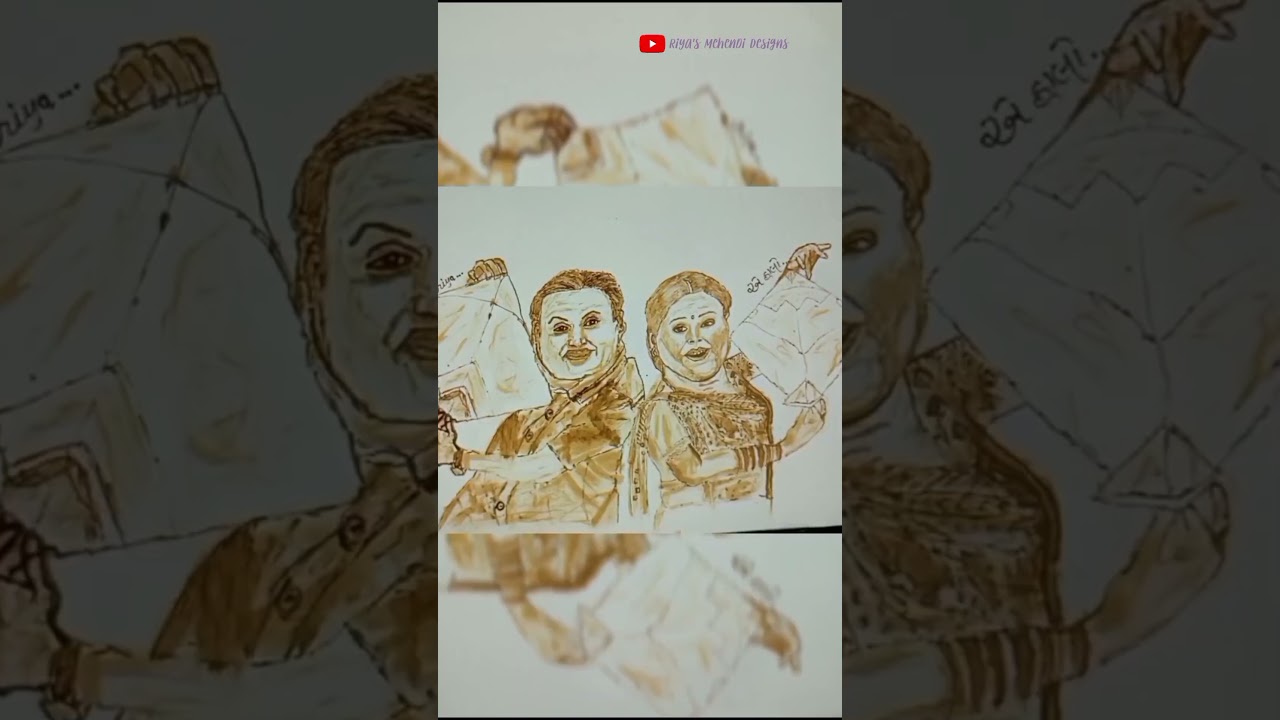 part 2 Uttarayan Special Mehndi Sketch 🪁 | Daya Jethalal Inspired Art | Kite Festival Drawing 