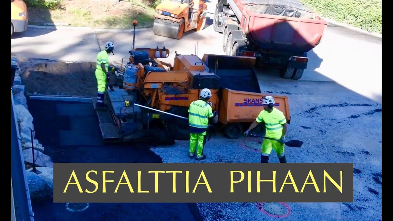 Asfalttipiha: pohjatyöt, reunakivet ja asfaltin levitys 