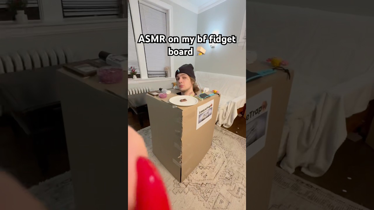 ASMR on my BF fidget board trap 🪤 #funny #boyfriend #asmrroleplay #asmrsounds #asmr #diy #prank