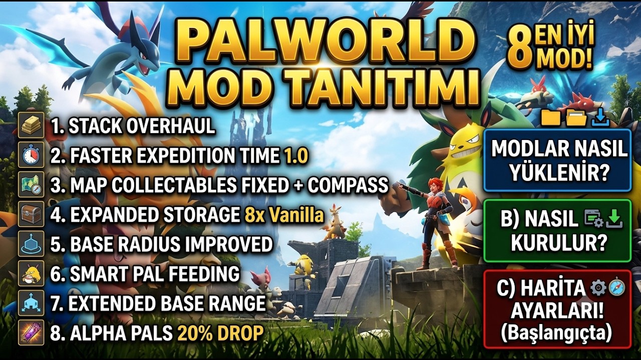 PALWORLD 1.0 | PALWORLD MOD REHBERİ: En İyi 8 Mod, Kurulum ve Harita Ayarları!