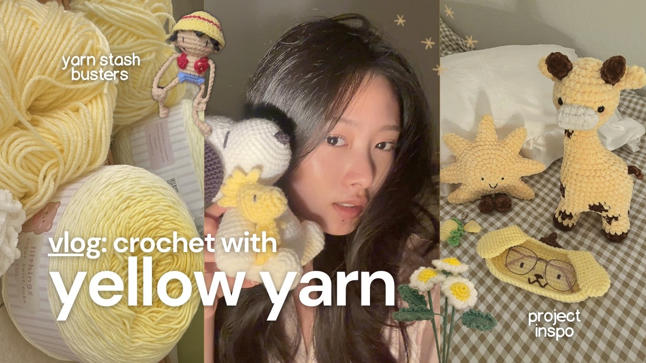 crochet with yellow (+patterns) ✧˖  | crochet vlog, yarn shopping, stash busters