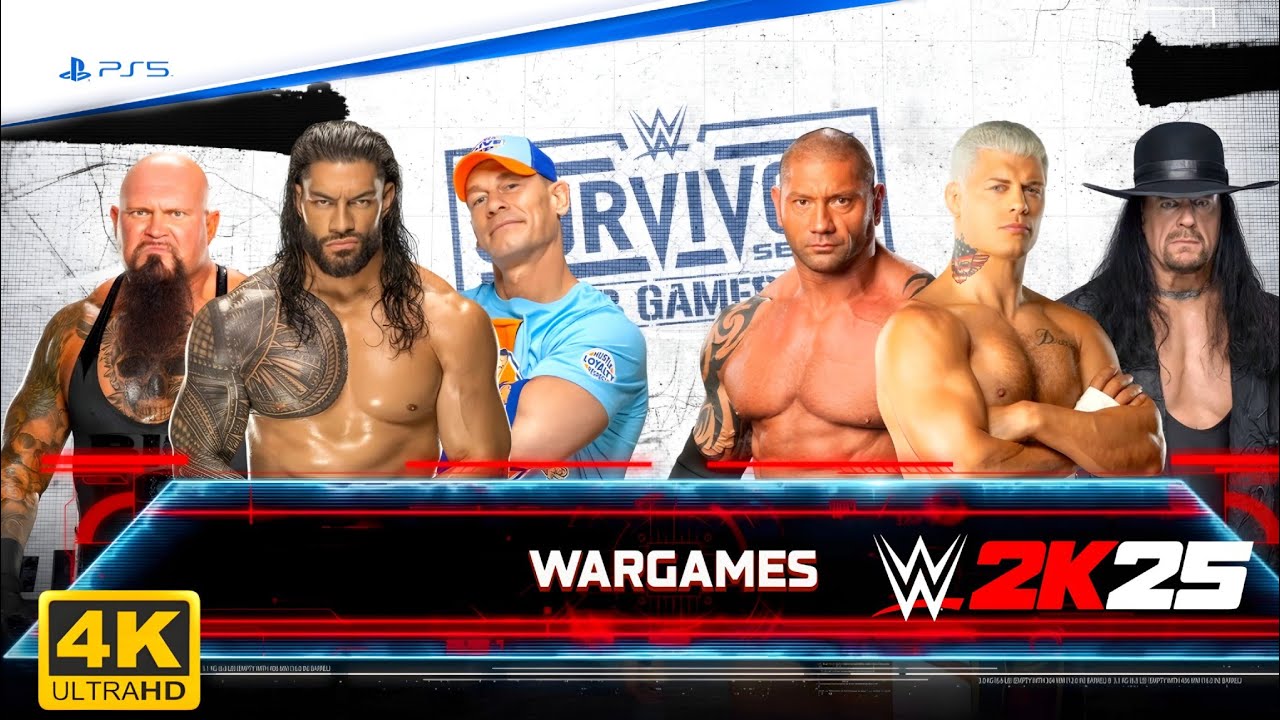 WWE 2K25 WAR GAMES 🔥 Roman Reigns, John Cena, Batista & The Undertaker | 4K PS5 Match
