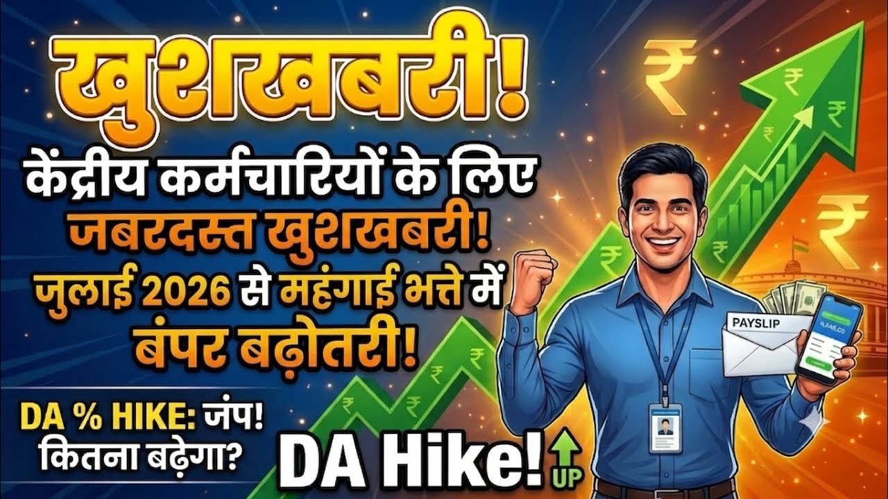 केंद्रीय कर्मचारियों के लिए बम्पर खुशखबरी! जुलाई 2026 से DA में भारी बढ़ोतरी 🔥#DAHike