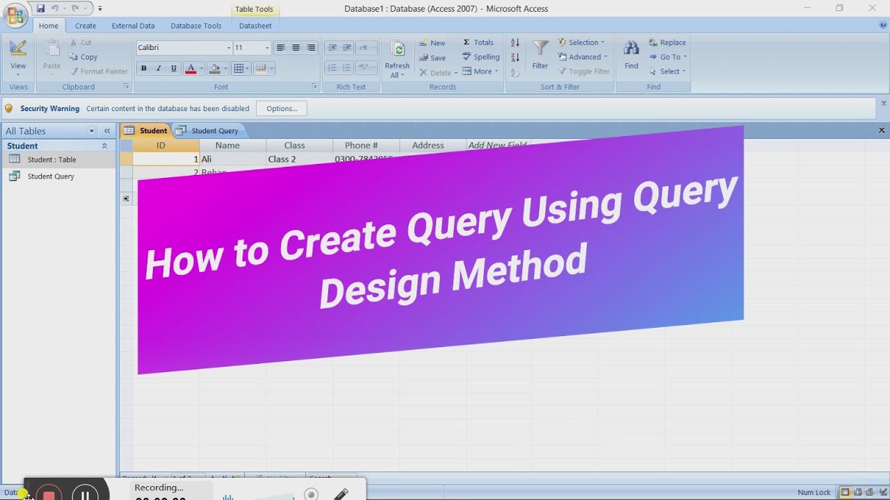 How to Create Query Using Query Design Method