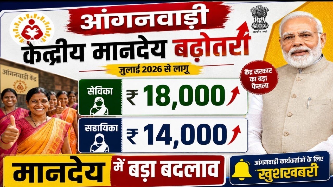 आंगनवाड़ी सेविका का मानदेय ₹18,000! सहायिका को ₹14,000 | जुलाई 2026 से नया मानदेय? बड़ी खबर
