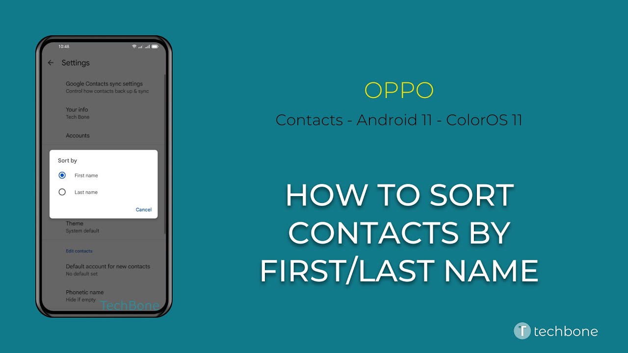 How to Sort Contacts by First name or Last name - Oppo [Android 11 - ColorOS 11]