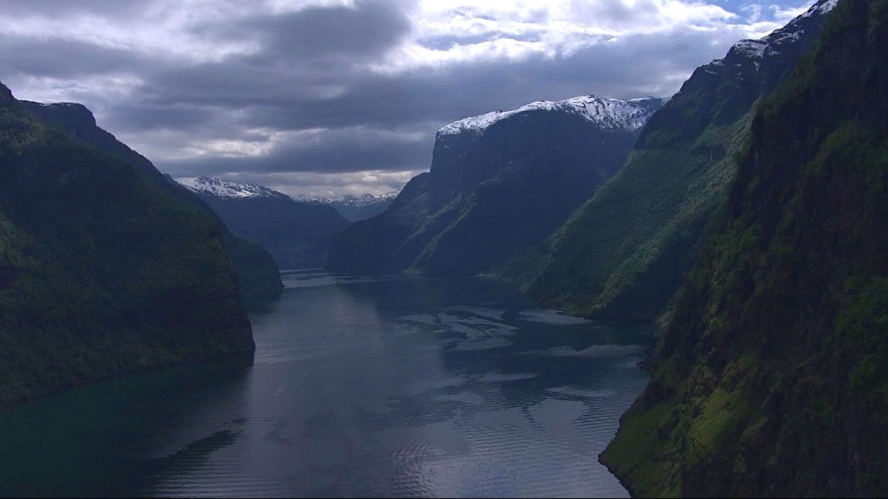 Aurlandsfjorden, Sognefjorden, Leikanger, Sogndal - Flying Over Norway