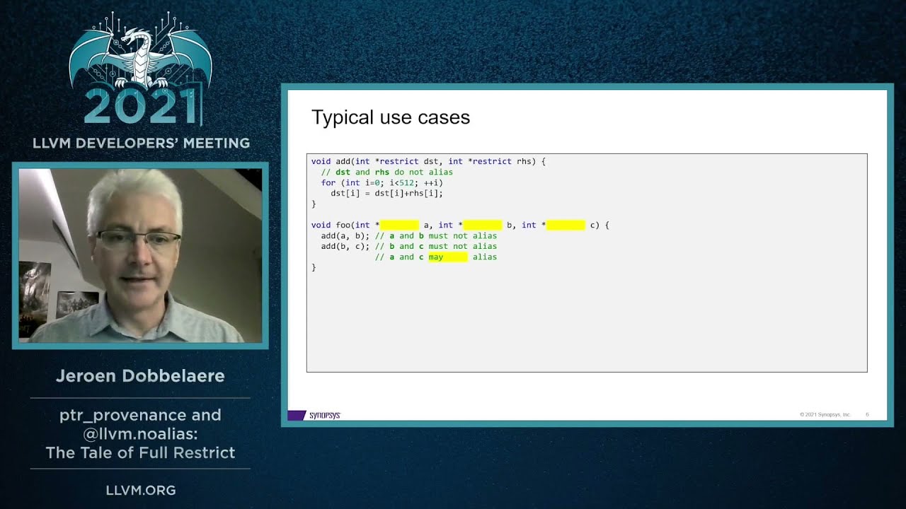 2021 LLVM Dev Mtg &ldquo;ptr_provenance and @llvm.noalias: The Tale of Full Restrict&rdquo;
