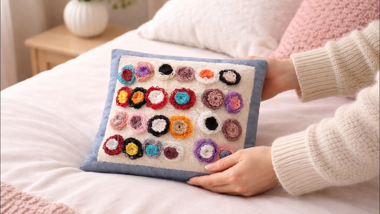 Don’t Throw Away Fabric & Yarn Scraps — Turn Them Into a Cozy Cushion