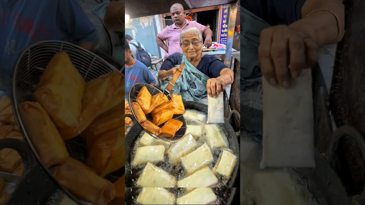 75 Years Old Hardwroking Lady Selling Unique Bread Pakoras in Surat😳😳 #india #shorts #gujarati