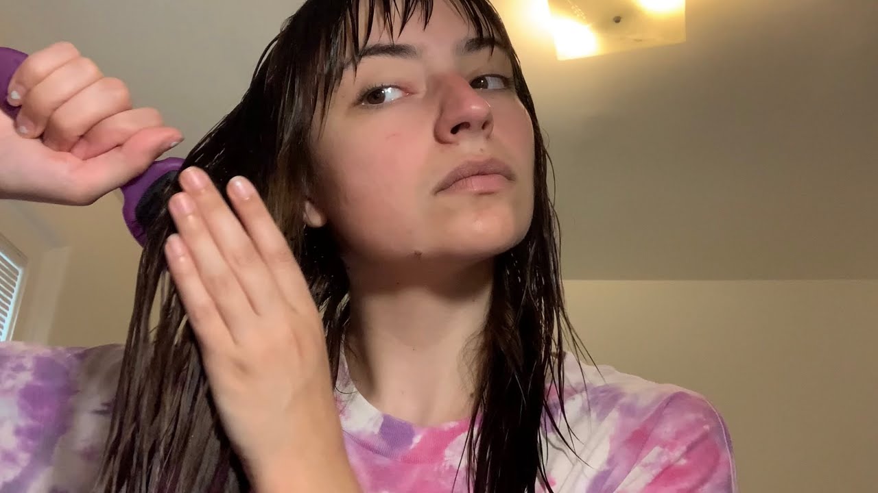 ASMR hair and skin mini routine: hair brushing sounds, tapping, whisper, spray sounds