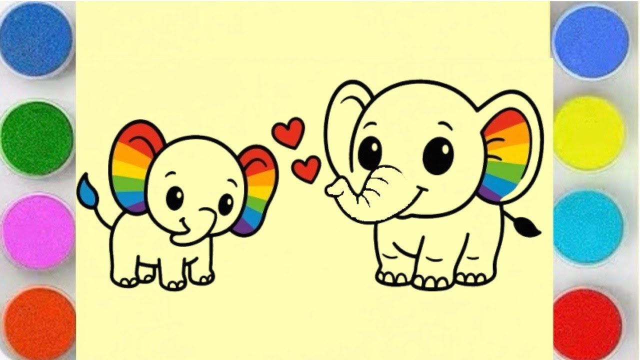 Sand Painting & Drawing Cute Elephant Family | Easy Sand Art for Kids