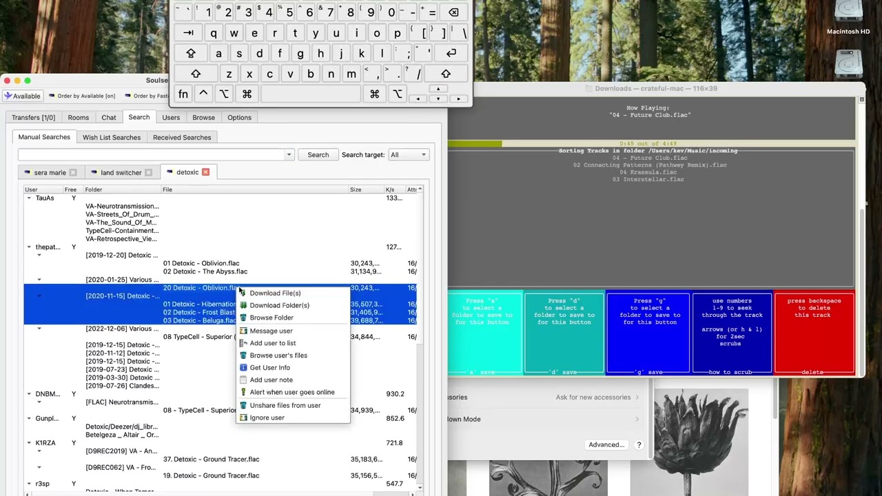 Crateful Music Sorting TUI, MacOS Install demo