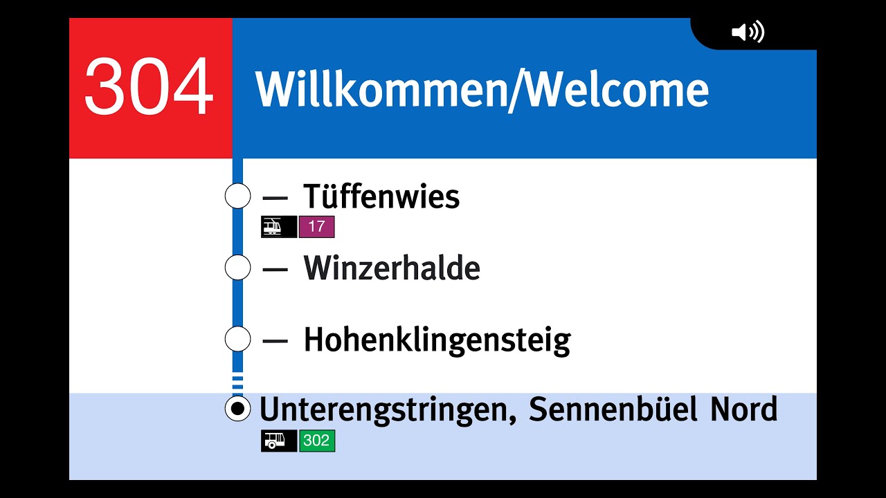 VBZ Ansagen » 304 Zürich, Bhf. Altstetten N — Unterengstringen, Sennenbüel N | SLBahnen