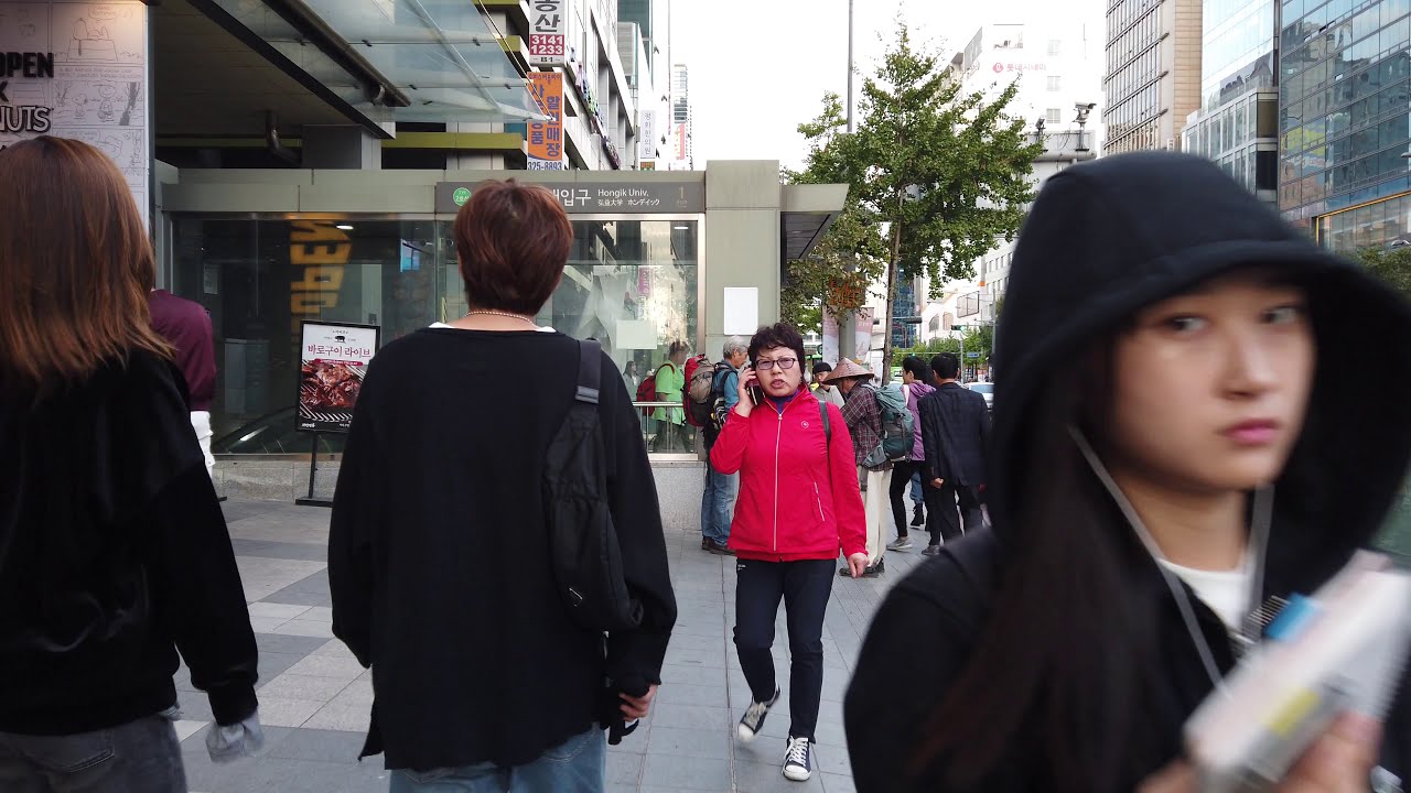 홍대입구역 - Walking around Hongik University Station, Seoul, Korea