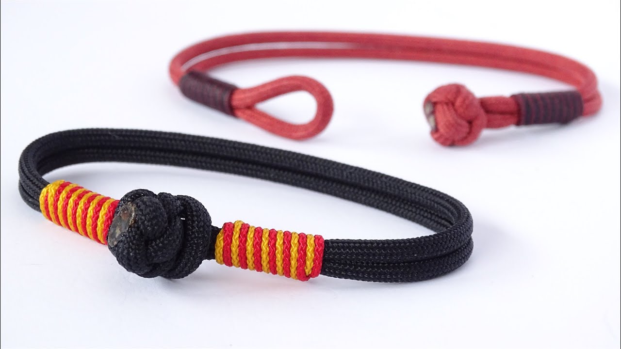 2 Color Common Whipping Knot Paracord Bracelet - Make a Simple Knot and Loop Bracelet - Macrame