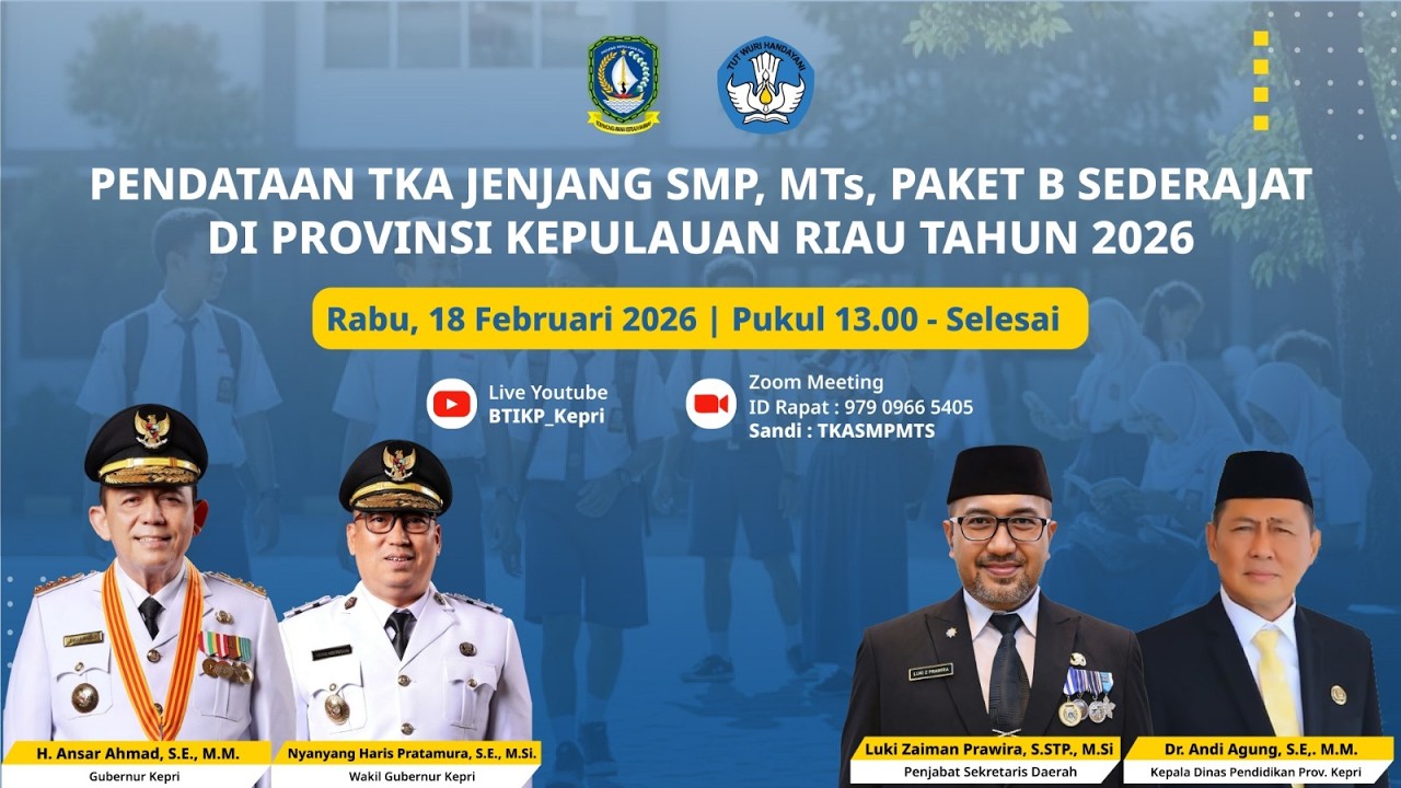 PENDATAAN TKA JENJANG SMP, MTs, PAKET B SEDERAJAT DI PROVINSI KEPULAUAN RIAU TAHUN 2026
