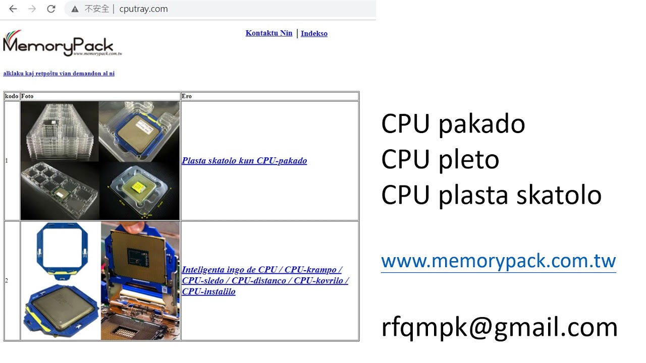 CPU pakado pleto plasta skatolo
