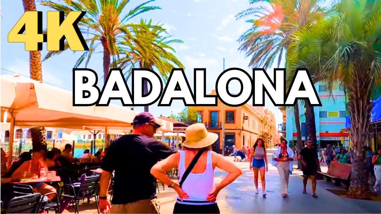 Walking in Badalona's Rambla, Barcelona Province, Spain, 4k #beachwalk #barcelona #spain