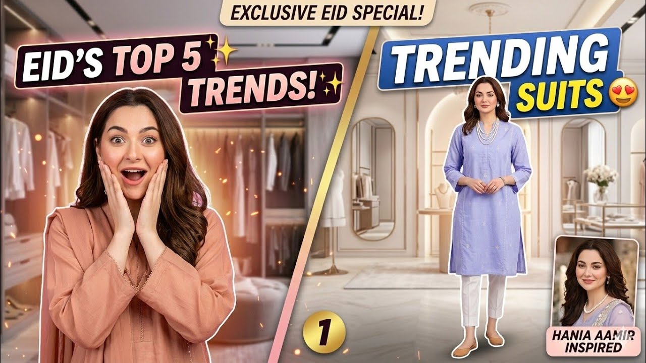 Eid 2026 Special: Top 5 Trending Suit Designs 😍 | Latest Fashion Trends|Hania Aamir inspired suits🔥